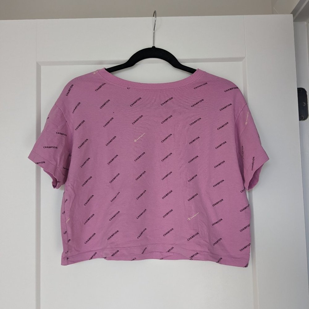 Champion cropped pink logo tshirt size small